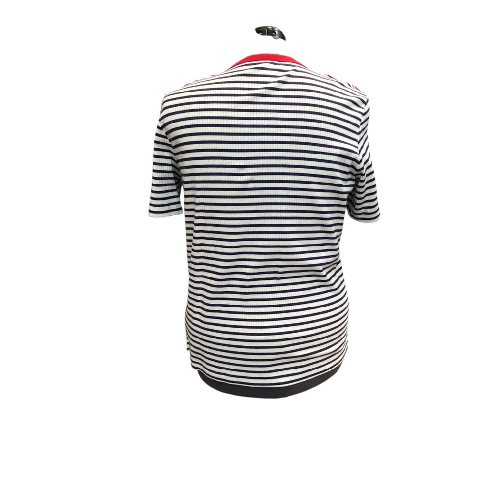 Links Women's size XL Navy White Striped knit rib Tee Coastal sailing Red Trim - Picture 7 of 8